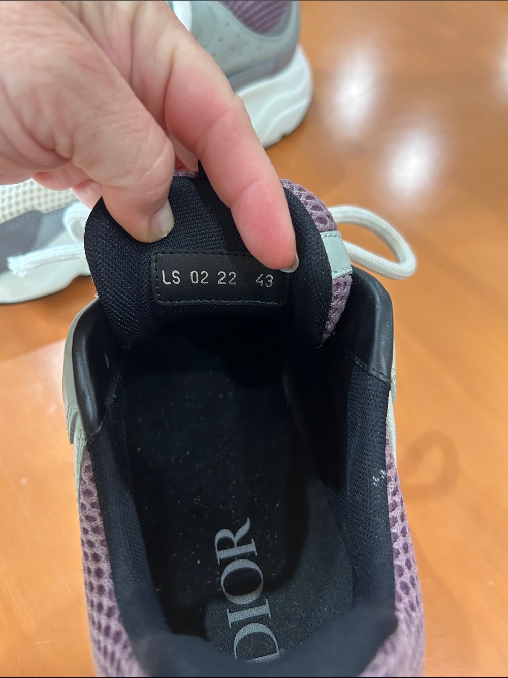Dior Grey, Lavender & White Mesh Runner Sneakers - Picture 7 of 8
